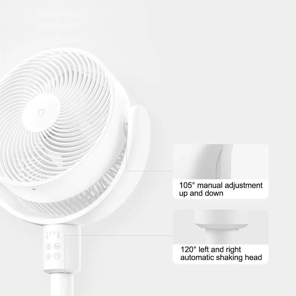 MIJIA Circulating Fan,120°+105° Smart Oscillating Floor Fans With App Control For Bedroom,Retractable,4 Speeds,2 Mode,CN Version