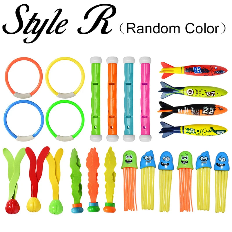 Summer Pool Diving Toys Set Colorful Creative Swim Circle Float Dive Game Set Underwater Grabbing Swimming Party Accessories ZYF