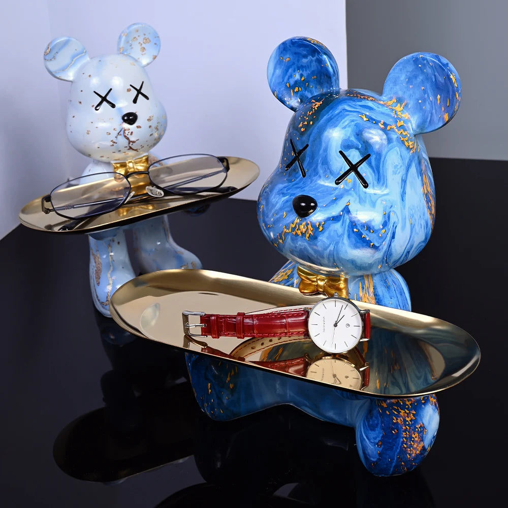 Colorful Bear Statues and Sculptures Butler Figure Ornaments Interior Nordic Decorative Room Table Decoration Resin Crafts Gift