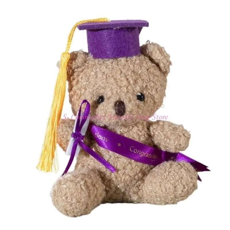85AE Stuffed Bear in Bachelors Hat Graduation Hat Stuffed Bear Bachelors Party Souvenir