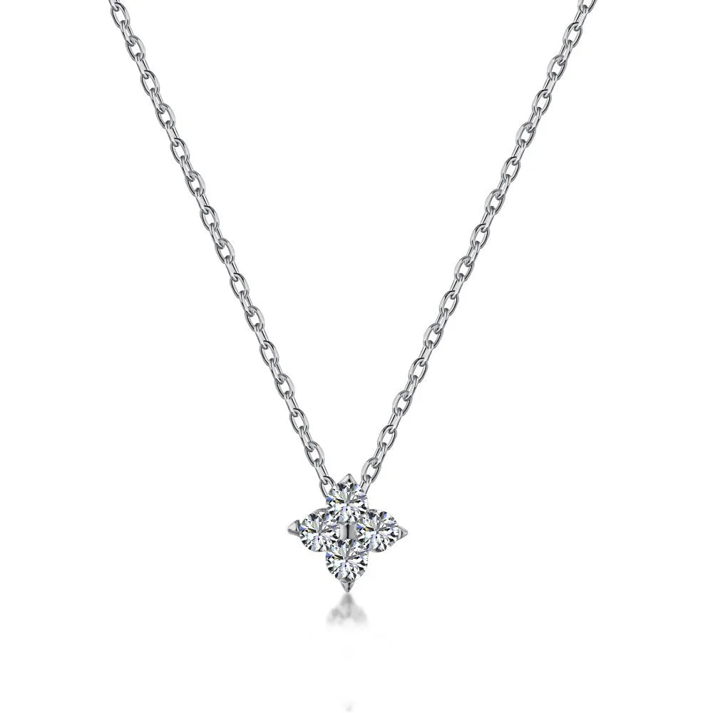 New Stainless Steel Zircon Necklaces for Women 18K Gold Plated Four Leaf Grass Collar Chain Necklace Luxury Jewelry Gift