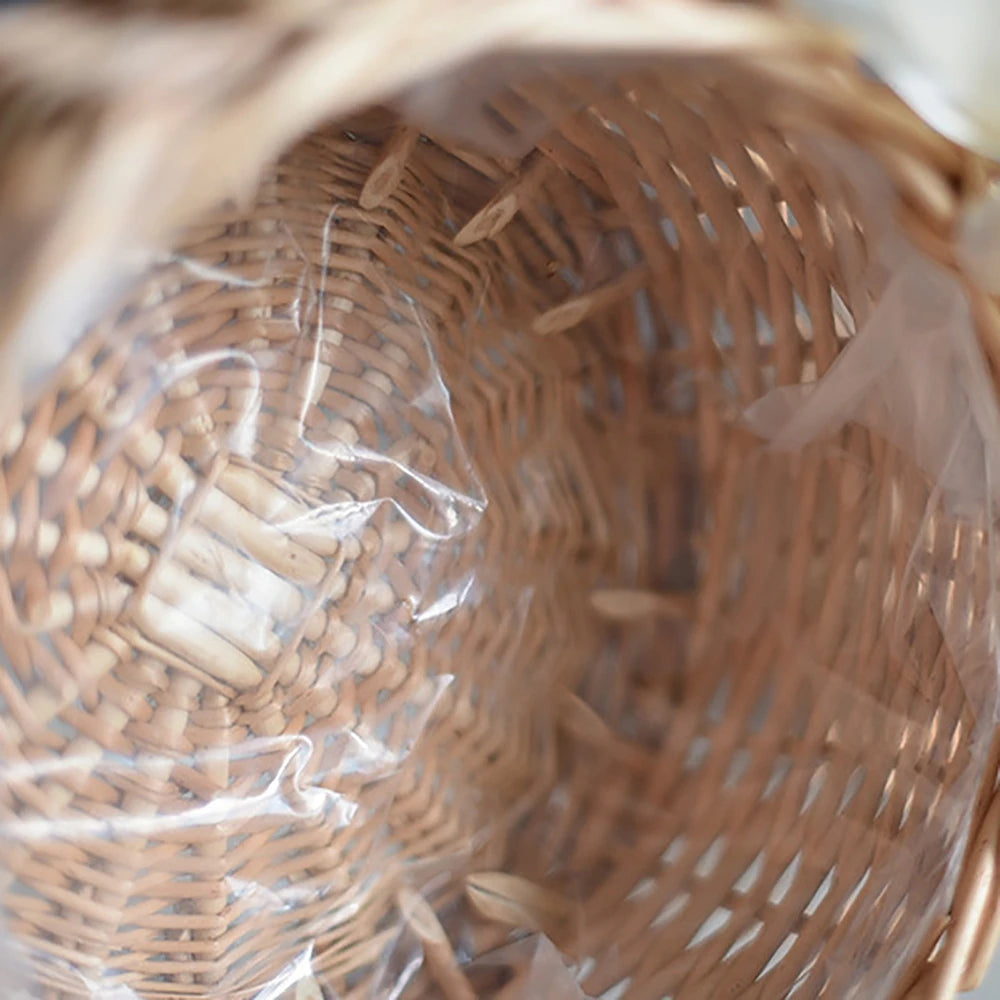 Boho Flower Girls Basket Wedding Flower Girl Baskets with Handle Wicker Picnic Basket Handmade Rattan Flower Basket Home Decor