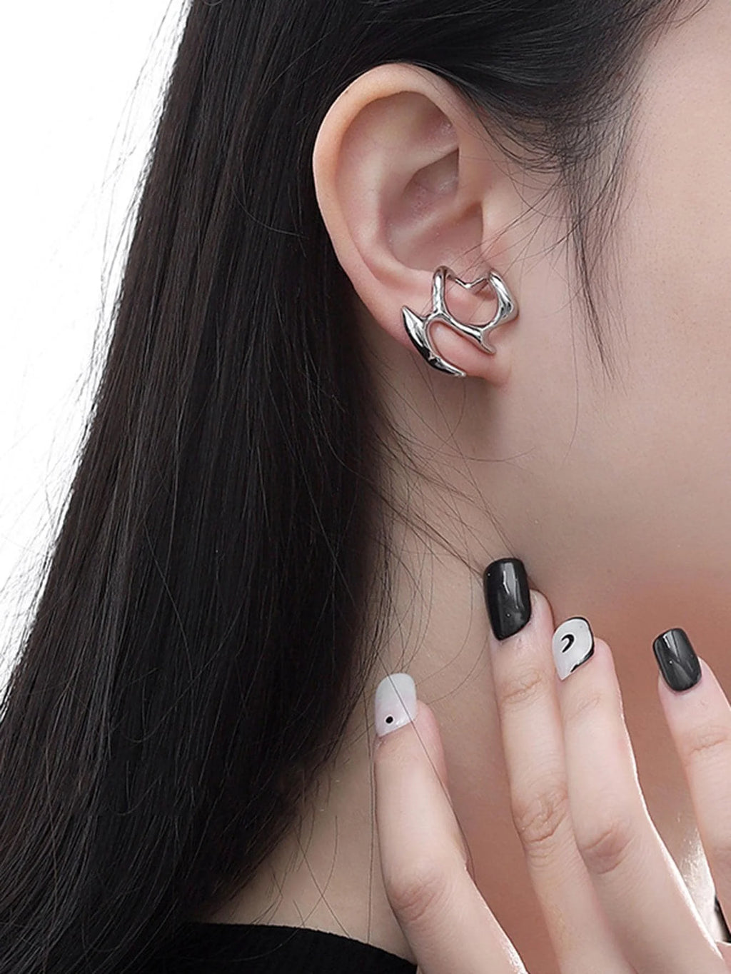 Abstract Sculptural Ear Cuff in Polished Stainless Steel