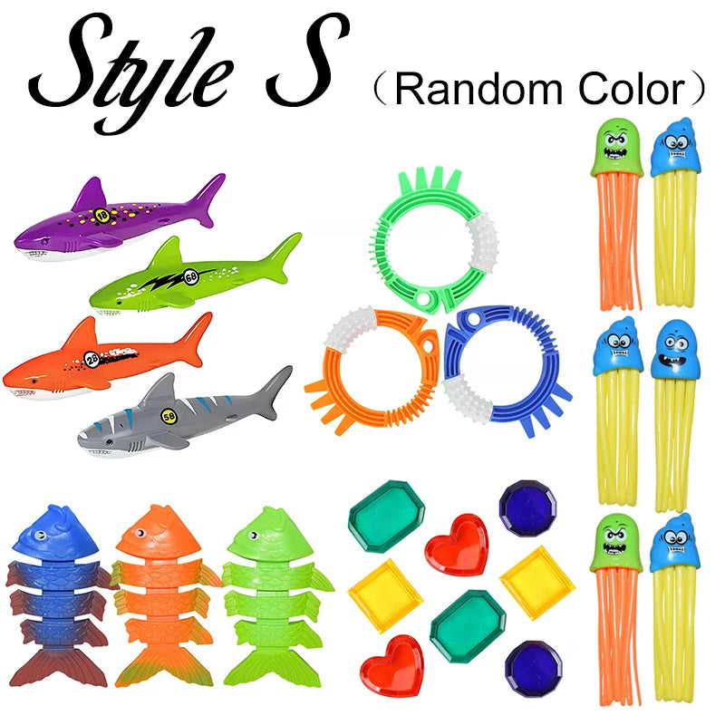 Summer Pool Diving Toys Set Colorful Creative Swim Circle Float Dive Game Set Underwater Grabbing Swimming Party Accessories ZYF