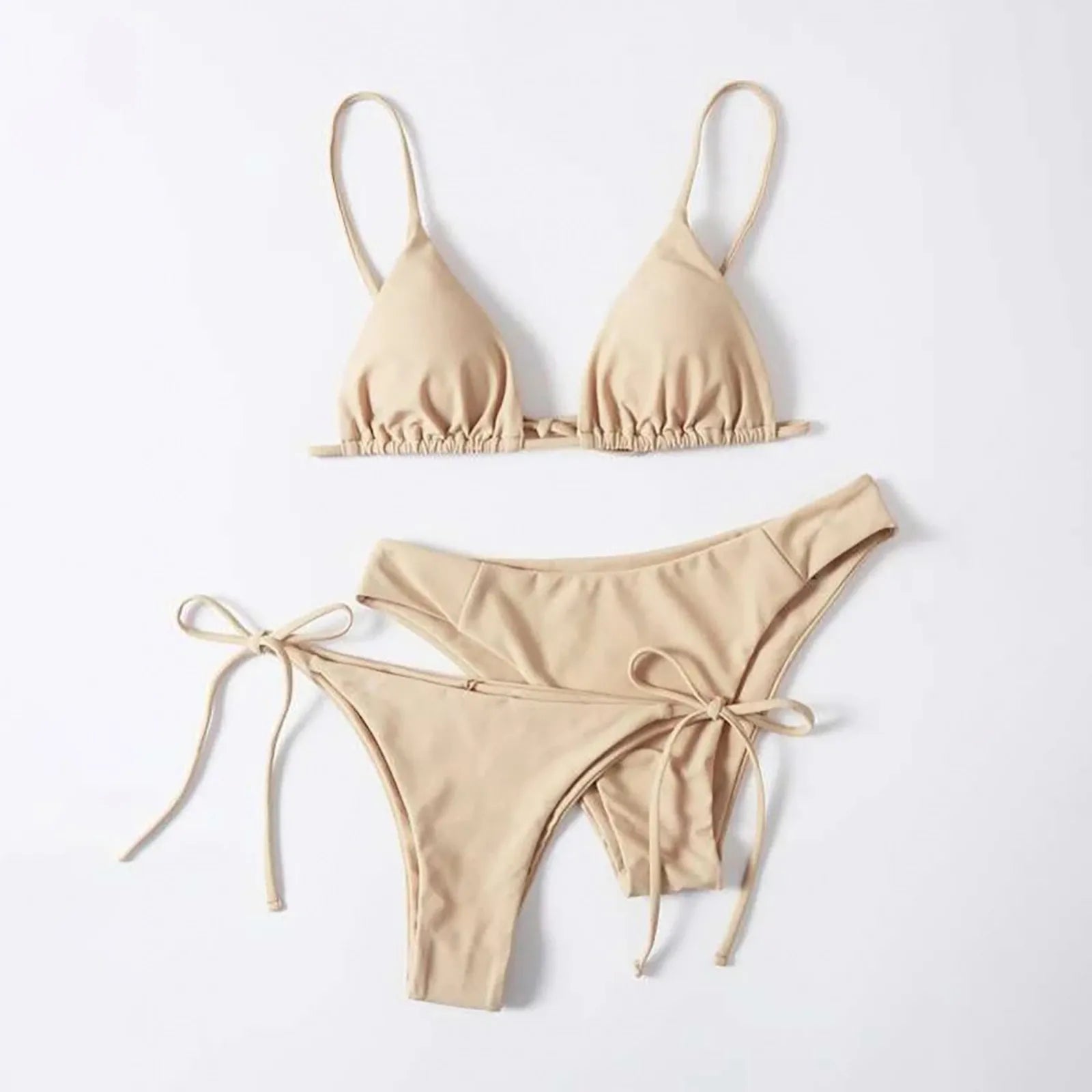 Sexy 3 Pieces Set Swimwear Women Lace Up Micro Bikini Set Female Solid Low Waist Swimsuit Beachwear Bathing Suit