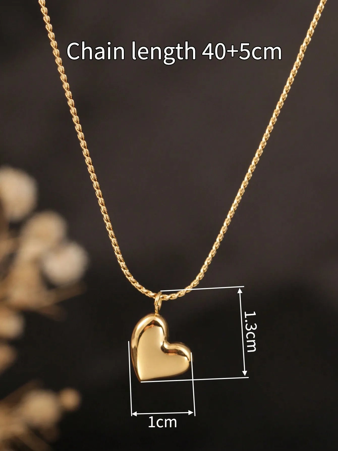 1pc 18K Gold-Tone Minimalist Stainless Steel Curved Heart Pendant Necklace, Fashionable Versatile , Suitable For Women's Daily
