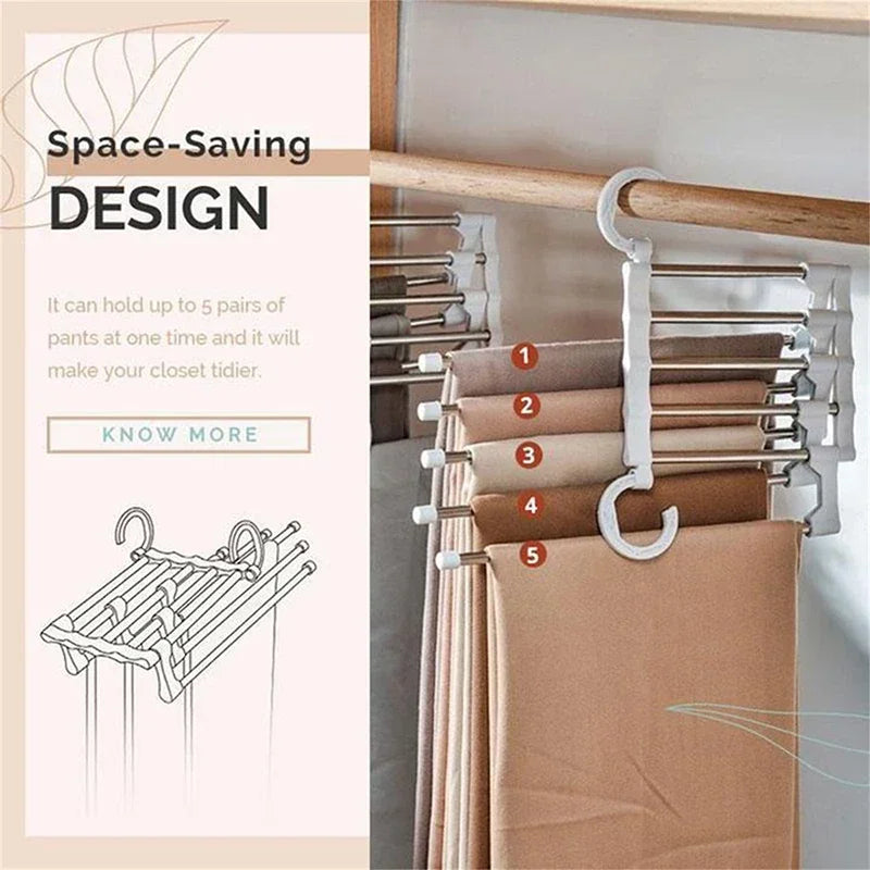 Pants Hanger Clothes Hangers Tongs Clothes Rack Hangers Stainless Steel Folding Pant Rack Tie Hanger Bedroom Closet Organizer