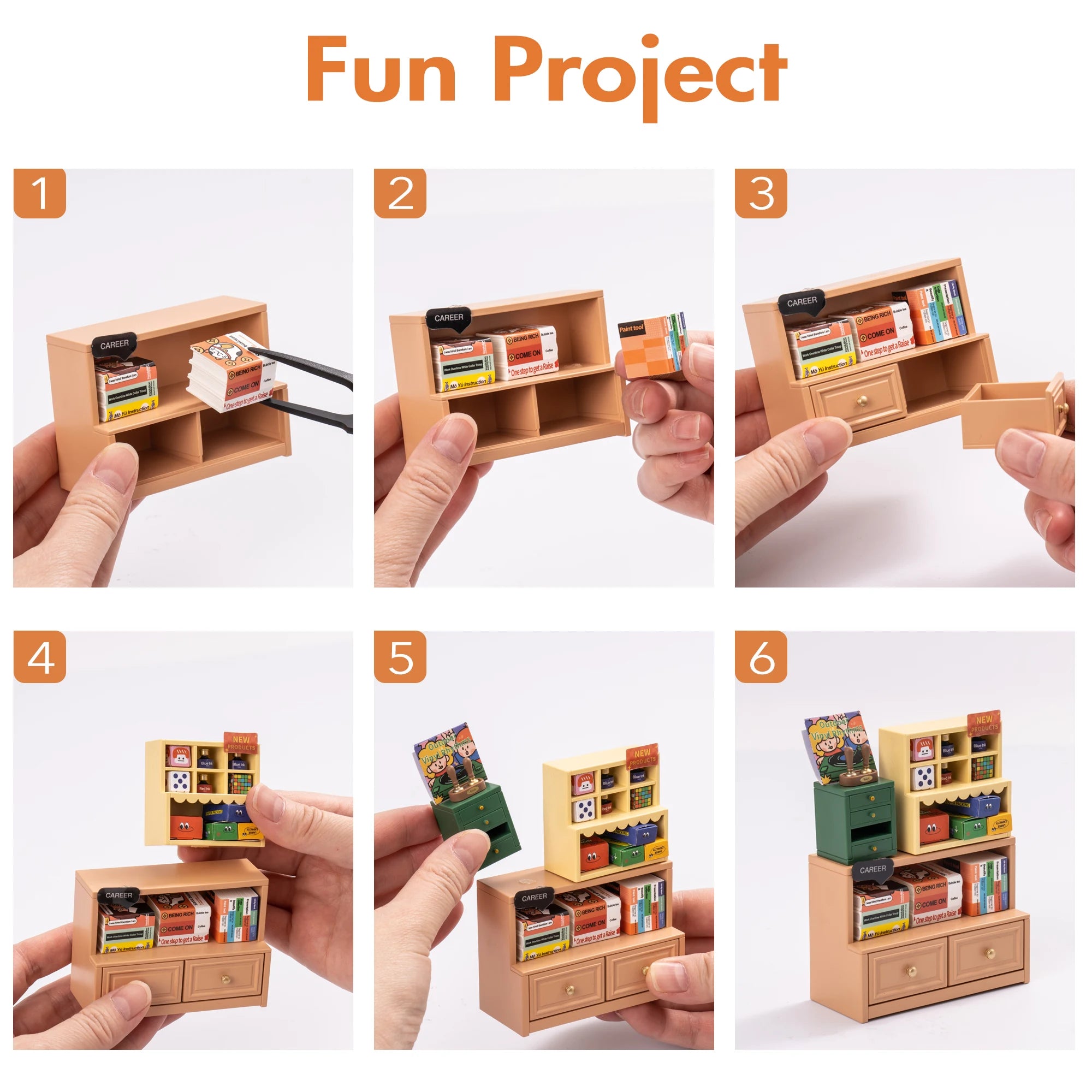 Rolife DIY Miniature House Kit Fascinating Book Store Super Creator Dollhouse 3D Puzzle Model Building Kit with LED Home Decor