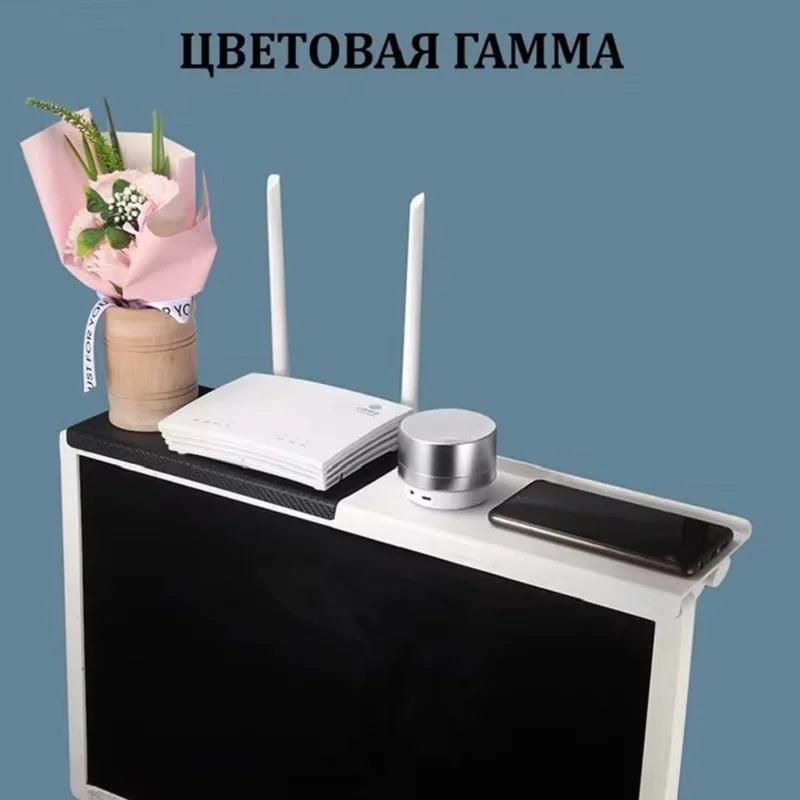 TV Screen Top Storage Shelf Adjustable Computer Monitor Desktop Screen Top Storage Rack Router Shelf Rack Home Organizer
