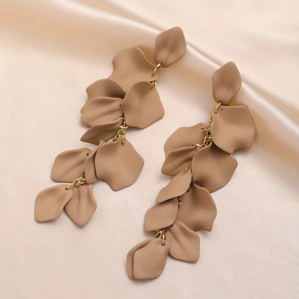 Bohemian Rose Petal Earrings Flower Red Yellow Blue Colors Flower Drop Earrings Long Tassel Earrings Party Wedding Jewelry