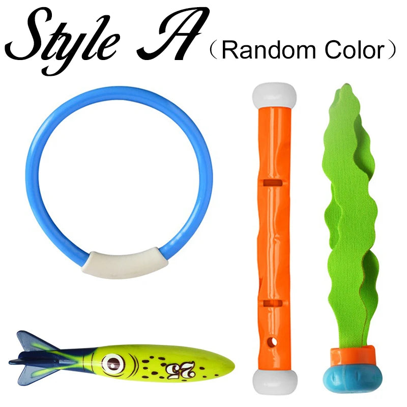 Summer Pool Diving Toys Set Colorful Creative Swim Circle Float Dive Game Set Underwater Grabbing Swimming Party Accessories ZYF