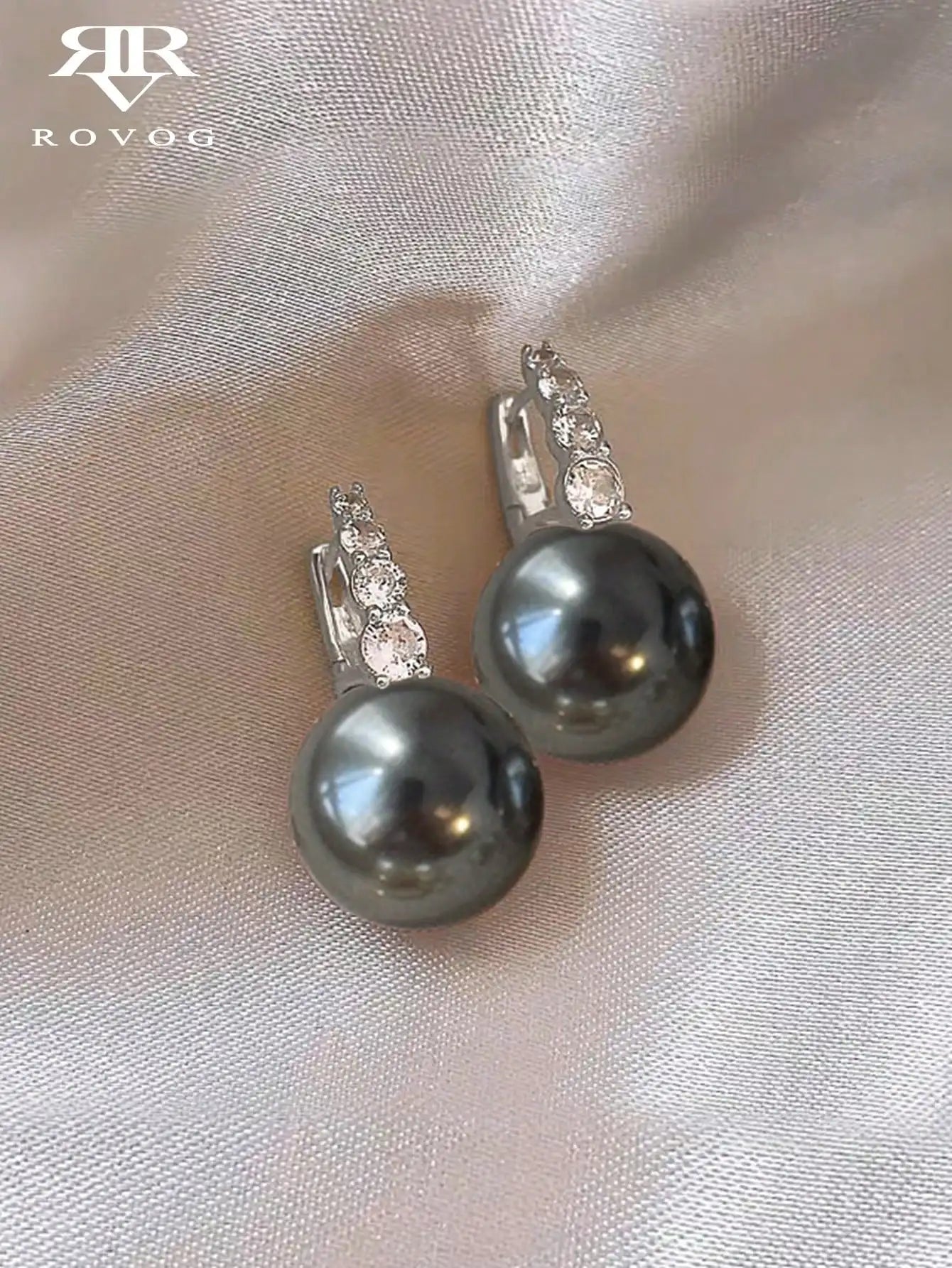 1 Pair Elegant & Exquisite Pink Faux Pearl Hollow Out And Inlaid Rhinestone Female Hoop Earrings