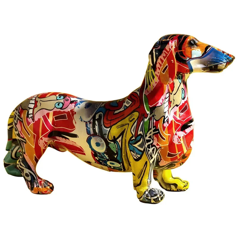 Creative  Home Modern Painted Colorful Dachshund Dog Decoration Wine Cabinet Office Decor Desktop  Crafts