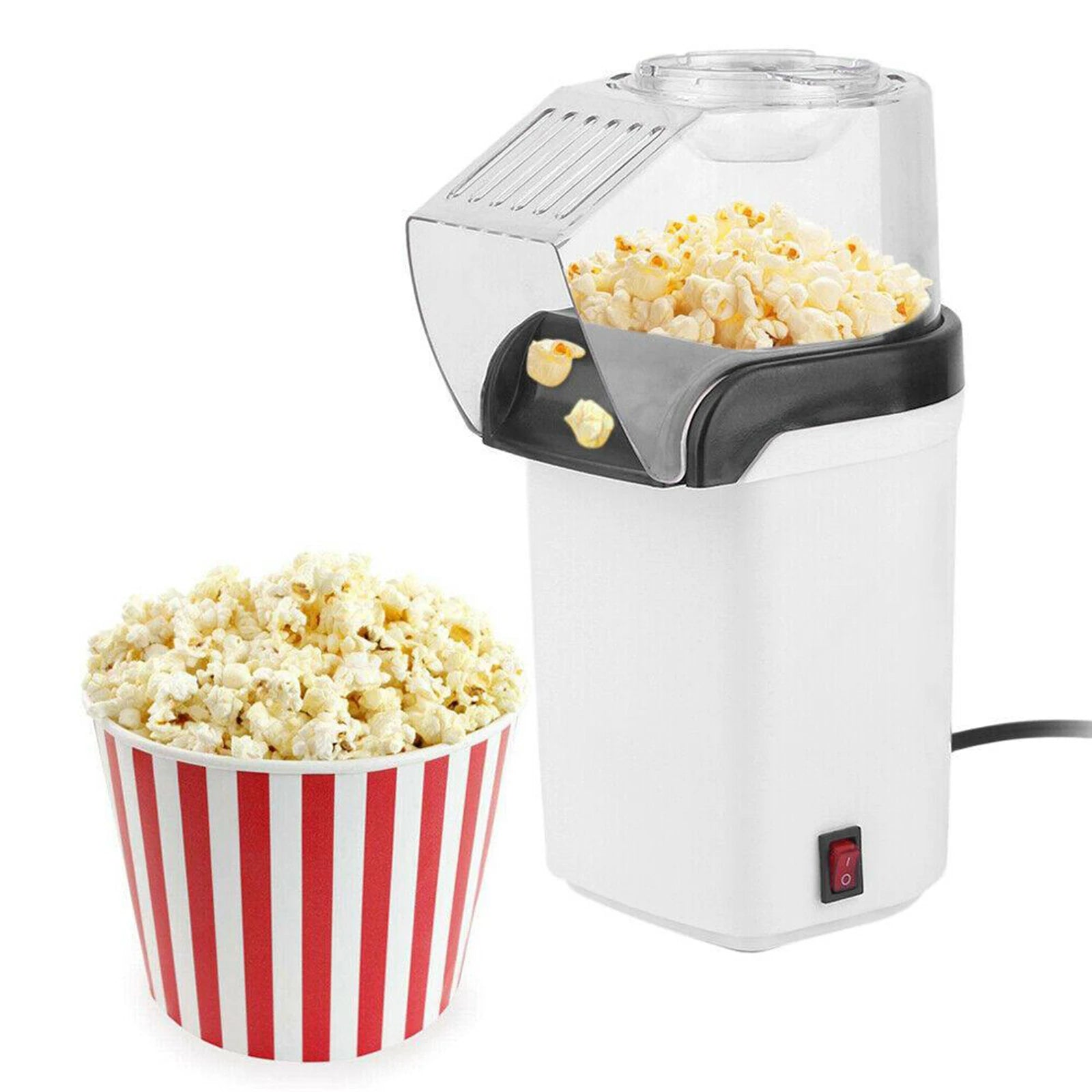 Automatic Oil free Hot Air Popcorn Machine Family Party Air Popper 2-4min Quick Pop Healthy Low fat Popcorn Maker