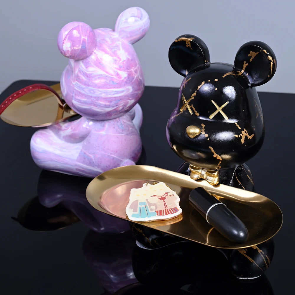 Colorful Bear Statues and Sculptures Butler Figure Ornaments Interior Nordic Decorative Room Table Decoration Resin Crafts Gift
