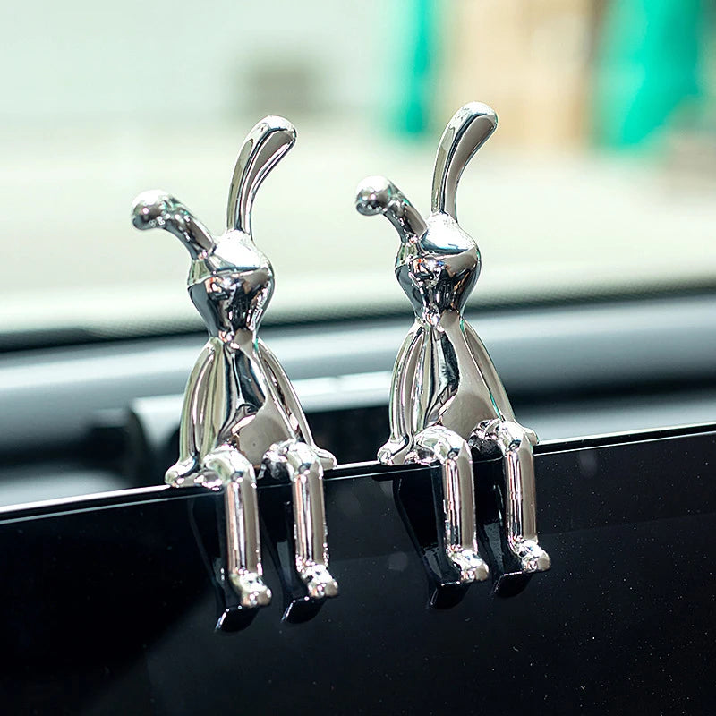Scandinavian Long-eared Rabbit Statue Rabbit Ornament Electroplating Crafts Living Room Entryway Car Decoration Home Decorations