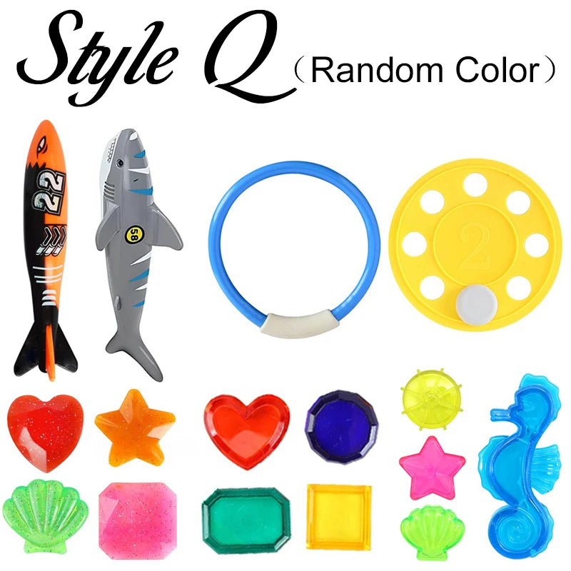 Summer Pool Diving Toys Set Colorful Creative Swim Circle Float Dive Game Set Underwater Grabbing Swimming Party Accessories ZYF