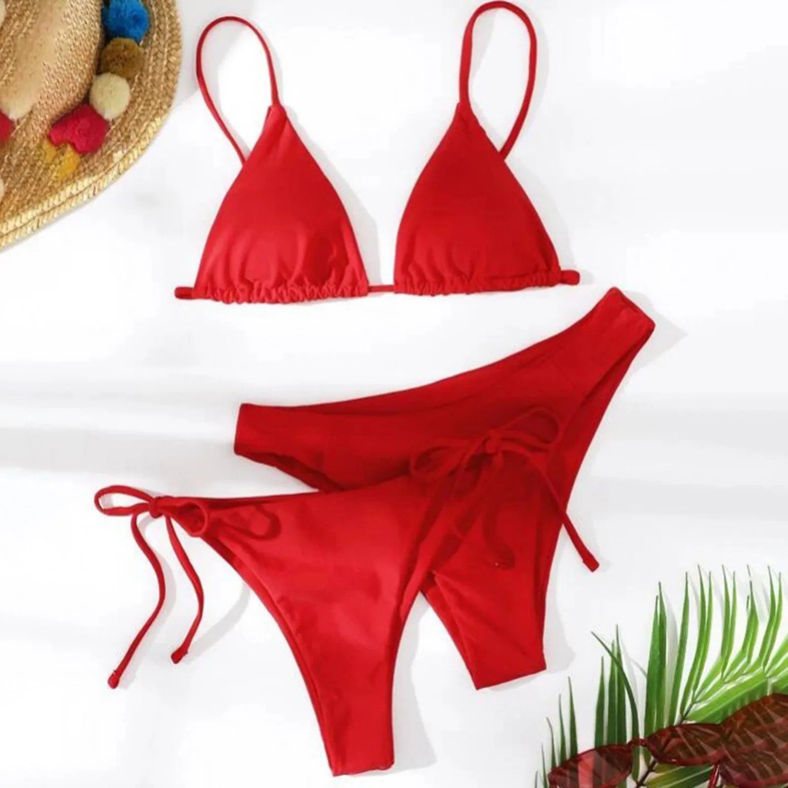 Sexy 3 Pieces Set Swimwear Women Lace Up Micro Bikini Set Female Solid Low Waist Swimsuit Beachwear Bathing Suit