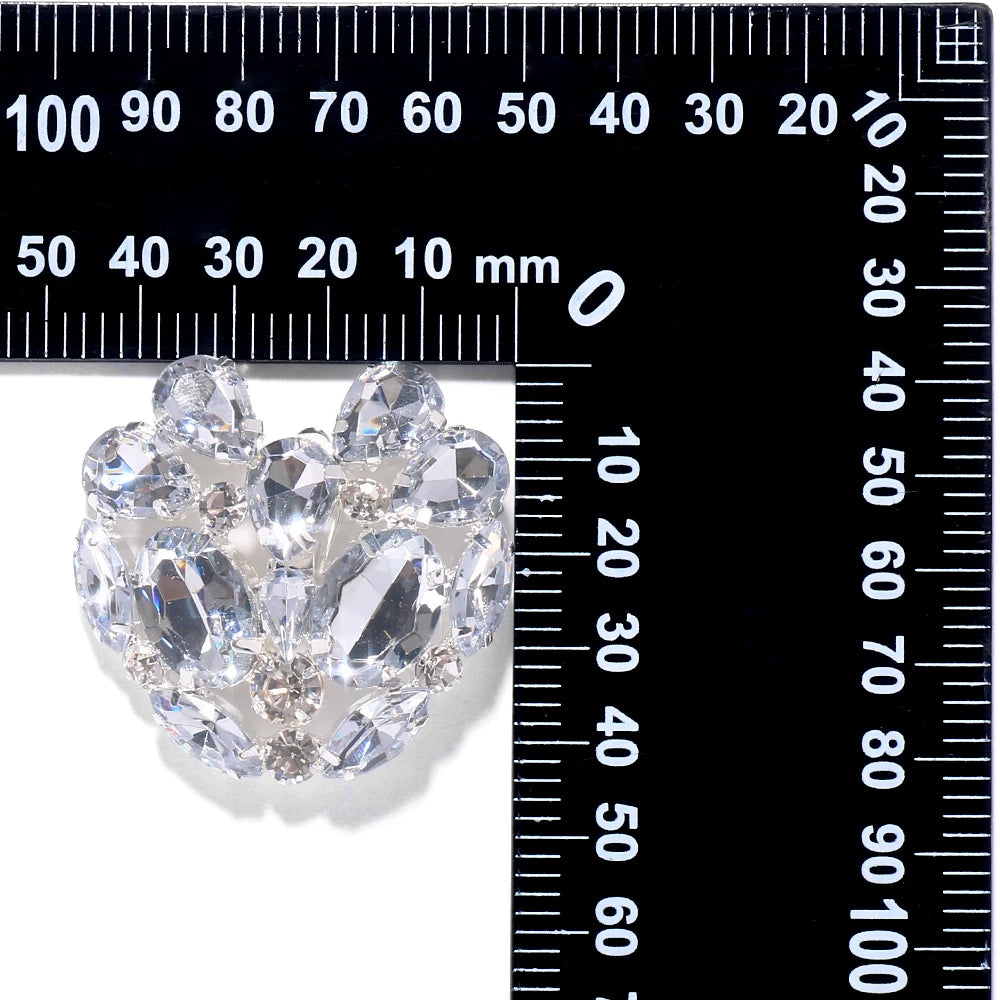 Stonefans Luxury Rhinestone Heart Ear Clip Earrings 2023 for Women No Piercing Accessories Crystal Earrings Clips Large Jewelry
