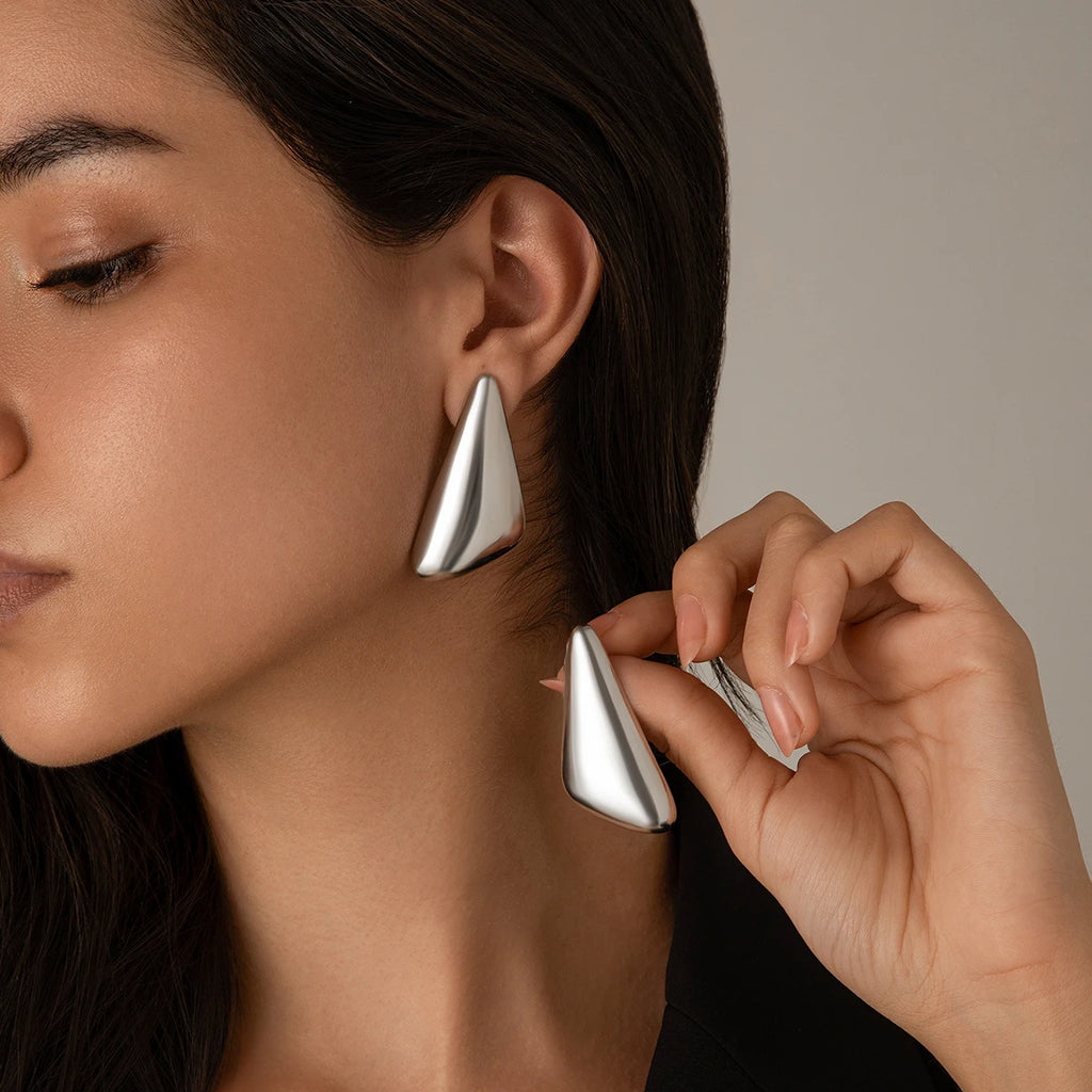 Ingemark Vintage Punk Smooth Metal Stud Earrings Women 2024 Trend Goth Geometric Piercing Earrings Ear Jewelry Accessories Gift