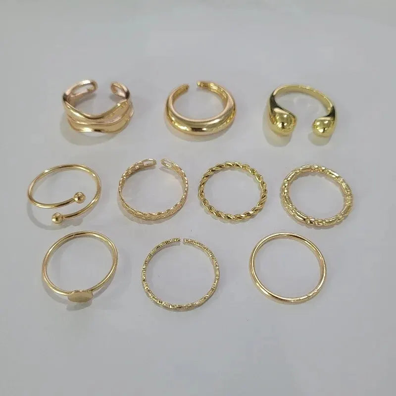 Punk 3pcs/set Chunky Irregular Cuff Rings for Women Geometric Adjustable Open Finger Nail Rings Fashion Statement Jewelry Girls