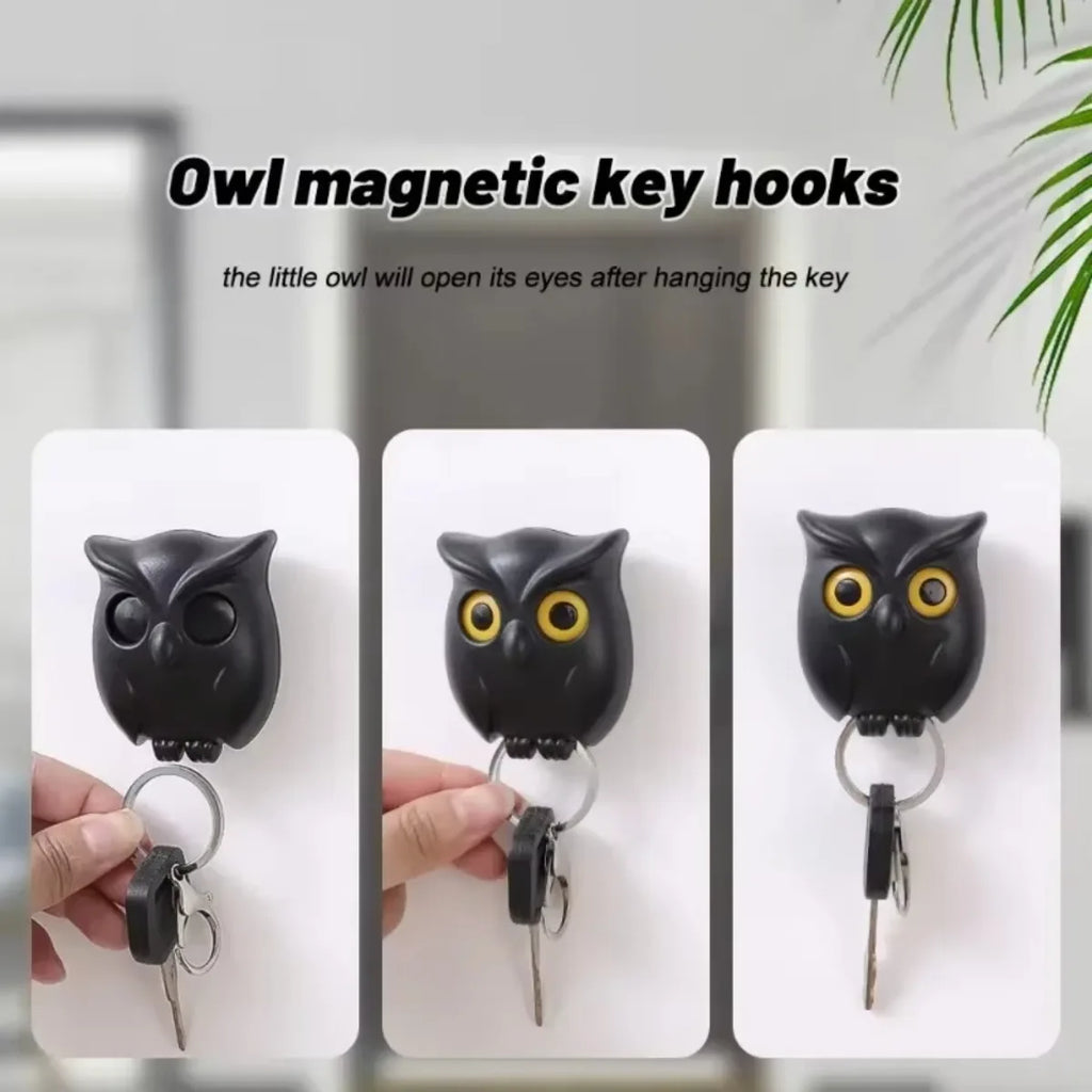 Magnetic Owl Key Holder – Self-Adhesive Wall Hook for Keys, Cute Home Decor with Strong Magnet, 1 or 3 PCS