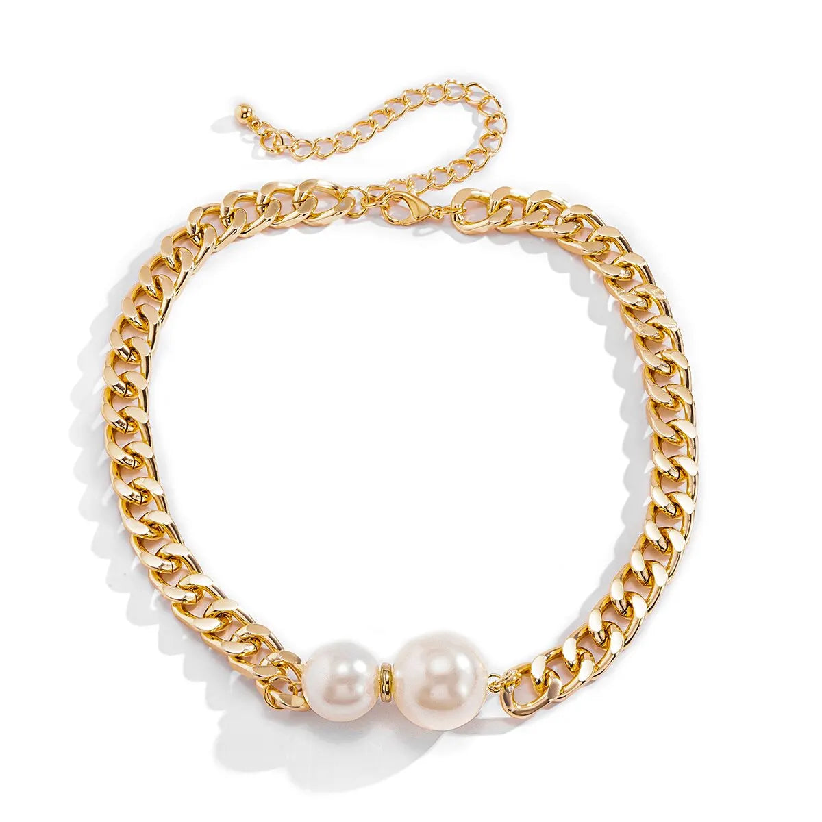 Vintage Punk Cuban Chains Necklaces Women Gothic Imitation-Pearl Pendant Necklace Girl Chokers Fashion Accessories Jewellery