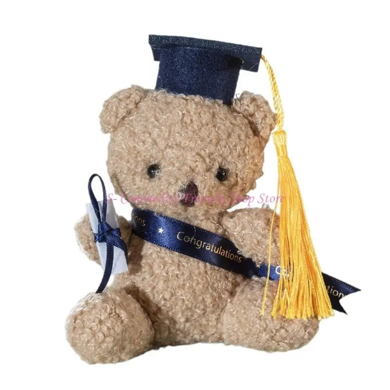 85AE Stuffed Bear in Bachelors Hat Graduation Hat Stuffed Bear Bachelors Party Souvenir