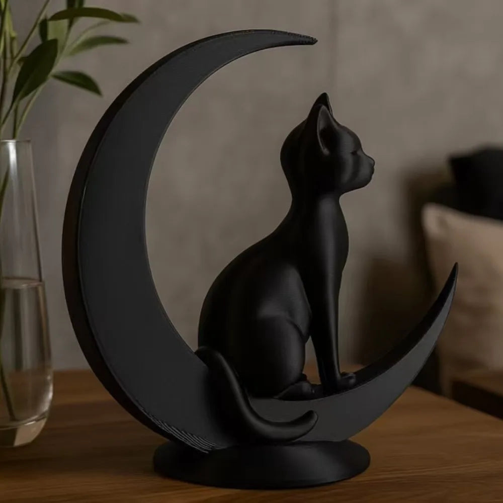 3D Printed Creative Toy Ornaments Moon Cat Decorative Cute Cat Desktop Decoration Crafts Party Home Decor