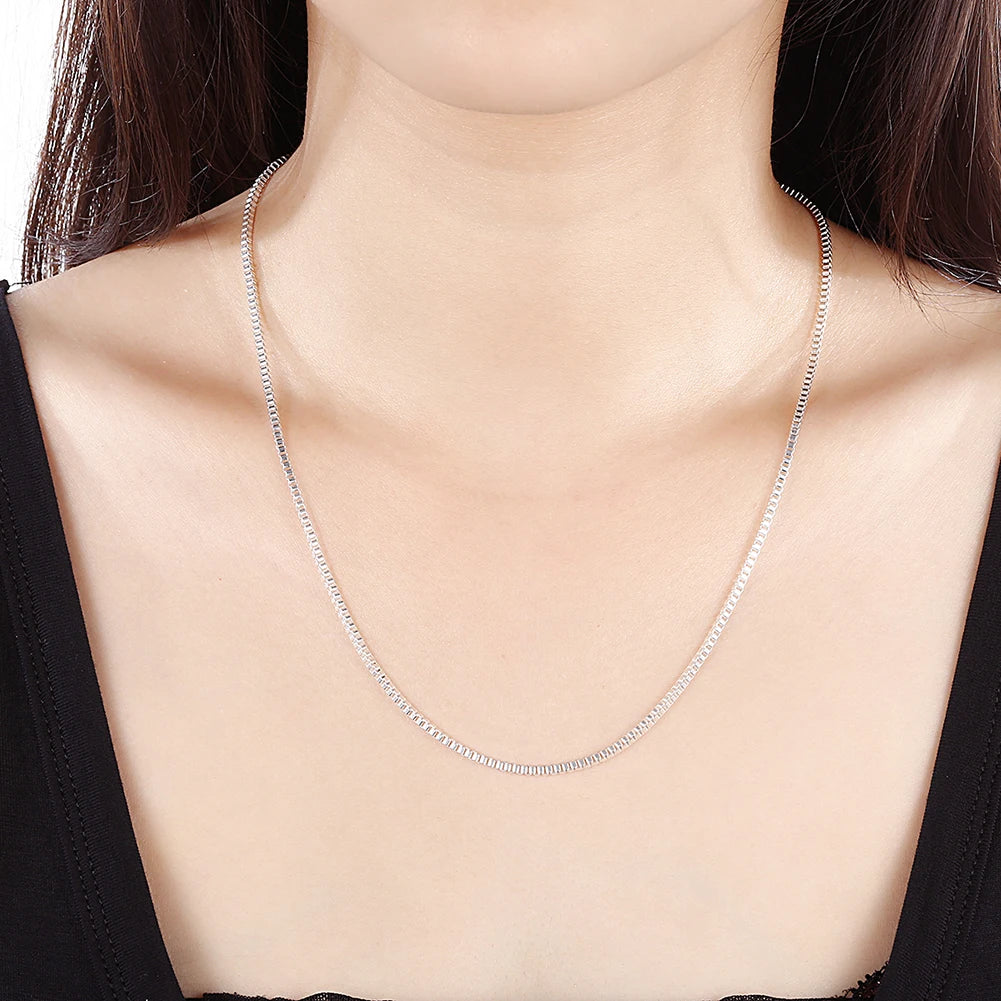 925 Sterling Silver Necklace 16/18/20/22/24 inches fine 1.5MM Box chain For Women top quality Fashion Jewelry Christmas Gifts