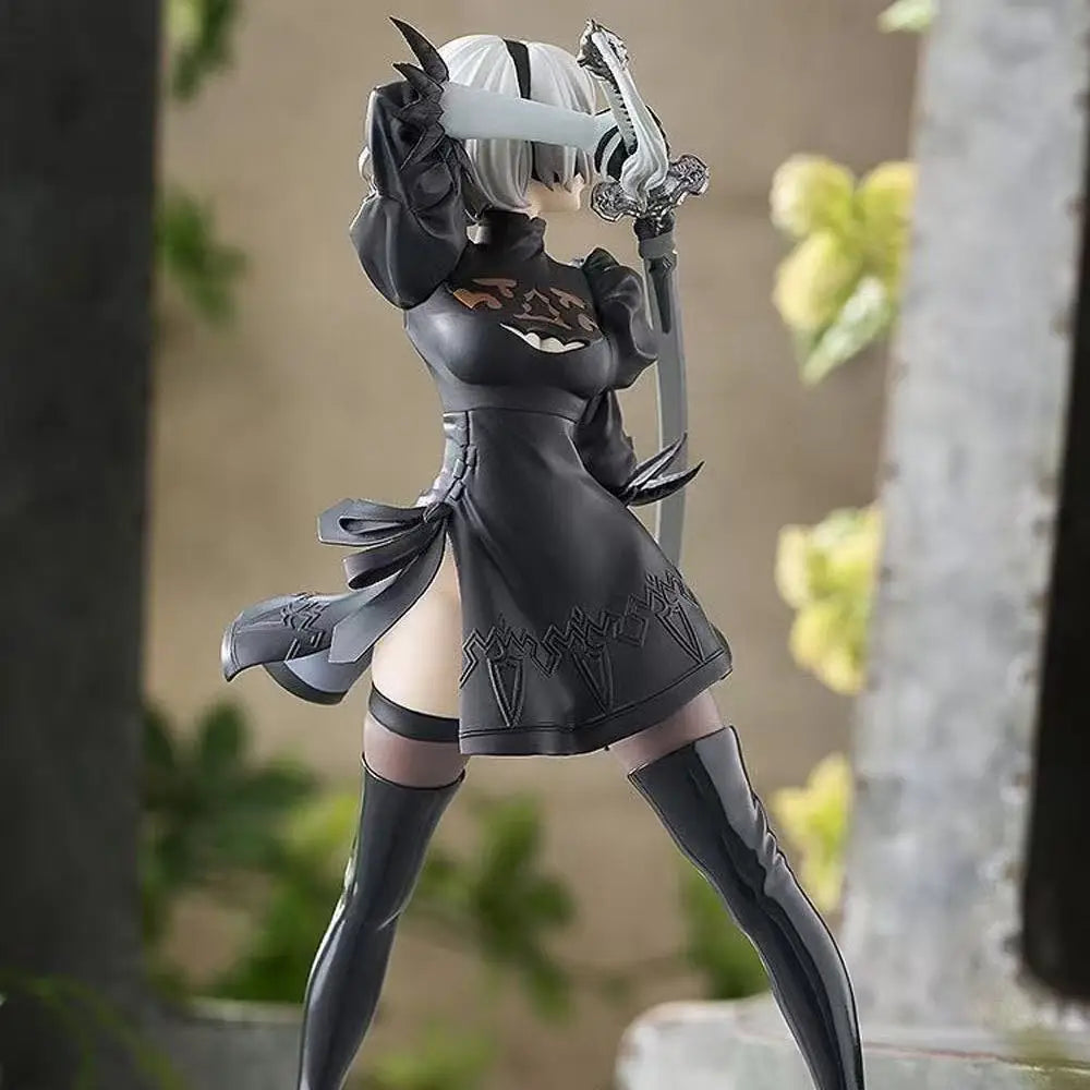 Hot 18CM Yorha 2B Black and White Series Anime Figure PVC Collectible Action Figures Model Doll Statuette Gift
