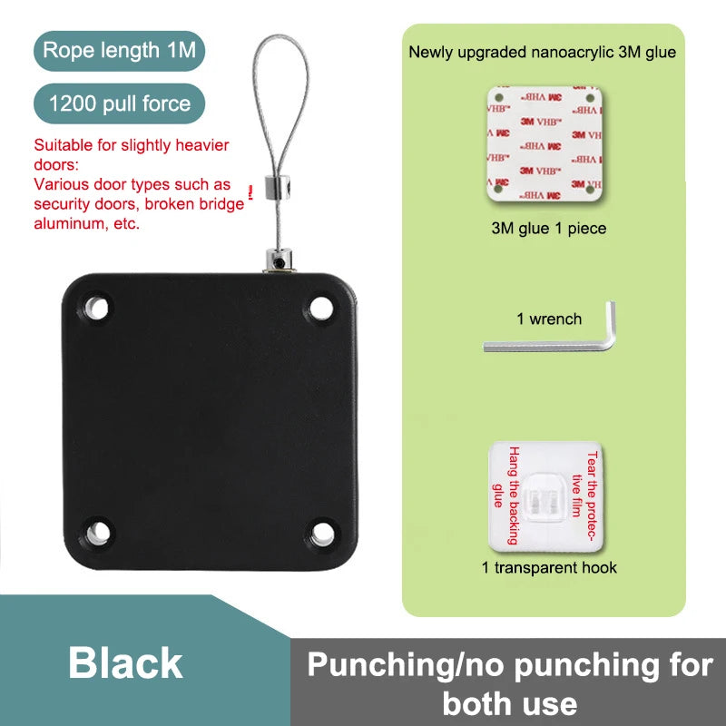 Sensor-Driven Automatic Door Closer; Punch-Free and Adjustable; Essential Home Improvement Door Stopper