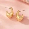 Vintage Chunky Dome Drop Earrings For Women Gold Plated Stainless Steel Thick Teardrop Earring Statement Wedding Jewelry Gifts