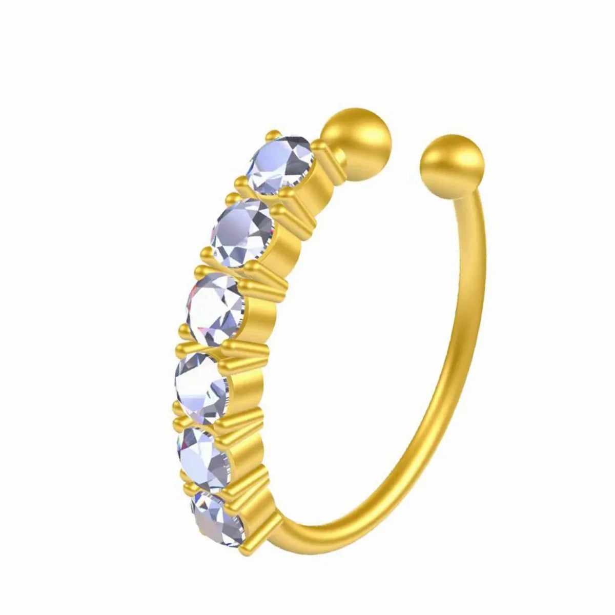 Fashion Single-row Miniature Zircon Nose Rings for Women Fine Drill Exquisite with Drill Opening Fake Nose Piercing Jewelry