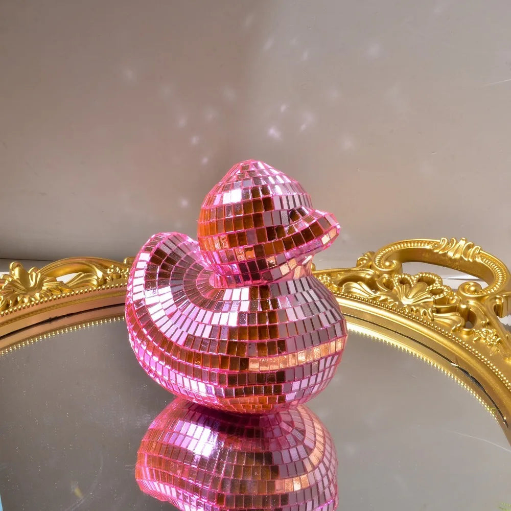 Decoration Desktop Disco Mirror Decorative Duck Mirror Glass Disco Ornament Disco Ball Duck Home Decor Mirror Disco Duck Home