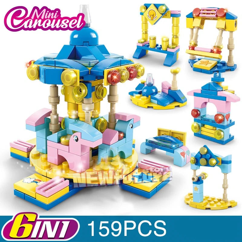 DIY Architecture Ice Cream Car Store Street View Food Building Blocks Kit Girls Bricks Classic Movie Model Kid Toys For Children