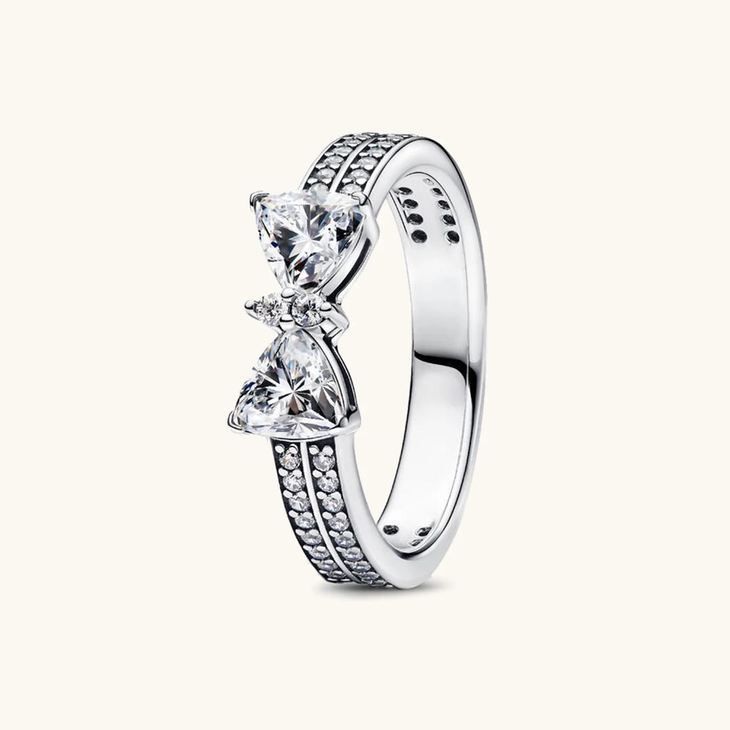 1Pc 925 sterling silver fashion high-end exquisite luxury diamond ring, Bow set with diamond ring, wedding ring, eng