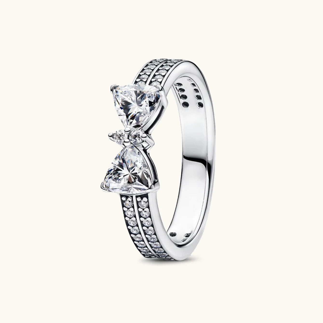 1Pc 925 sterling silver fashion high-end exquisite luxury diamond ring, Bow set with diamond ring, wedding ring, eng