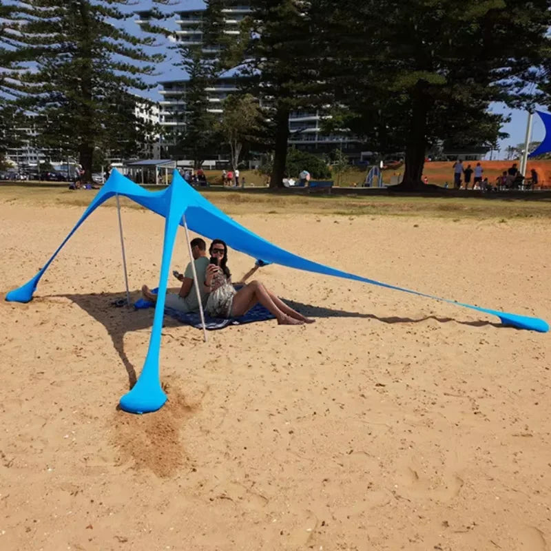 Camping Tent Outdoor Beach Awning UPF50+ Windproof All-in-One Beach Tent Portable Camping Picnic Outdoor Sun Protection Awning