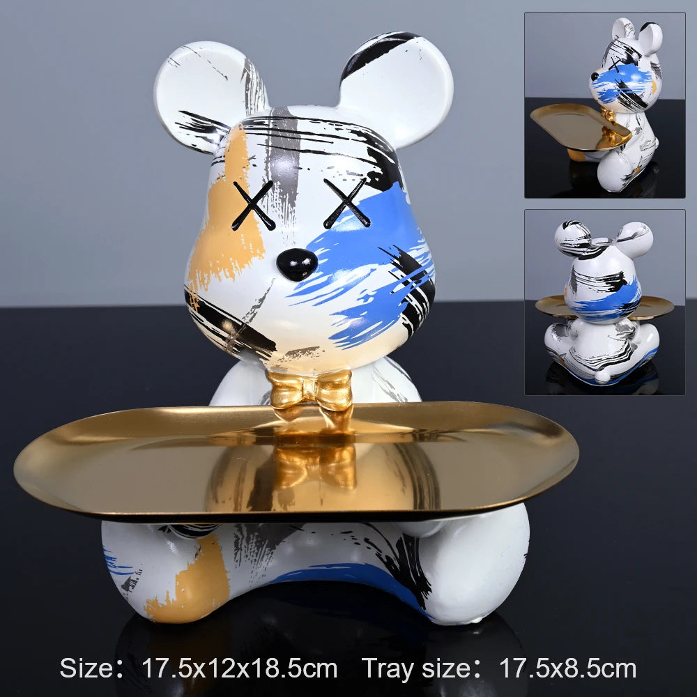 Colorful Bear Statues and Sculptures Butler Figure Ornaments Interior Nordic Decorative Room Table Decoration Resin Crafts Gift