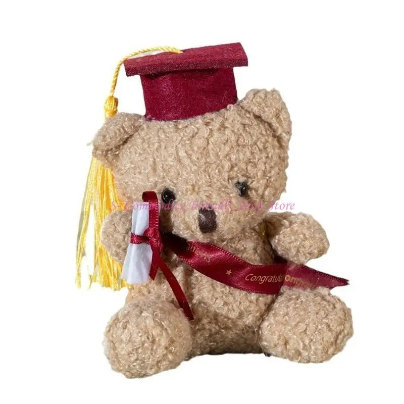 85AE Stuffed Bear in Bachelors Hat Graduation Hat Stuffed Bear Bachelors Party Souvenir