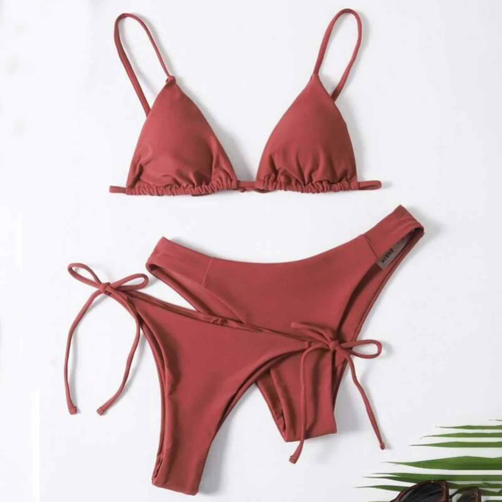 Sexy 3 Pieces Set Swimwear Women Lace Up Micro Bikini Set Female Solid Low Waist Swimsuit Beachwear Bathing Suit