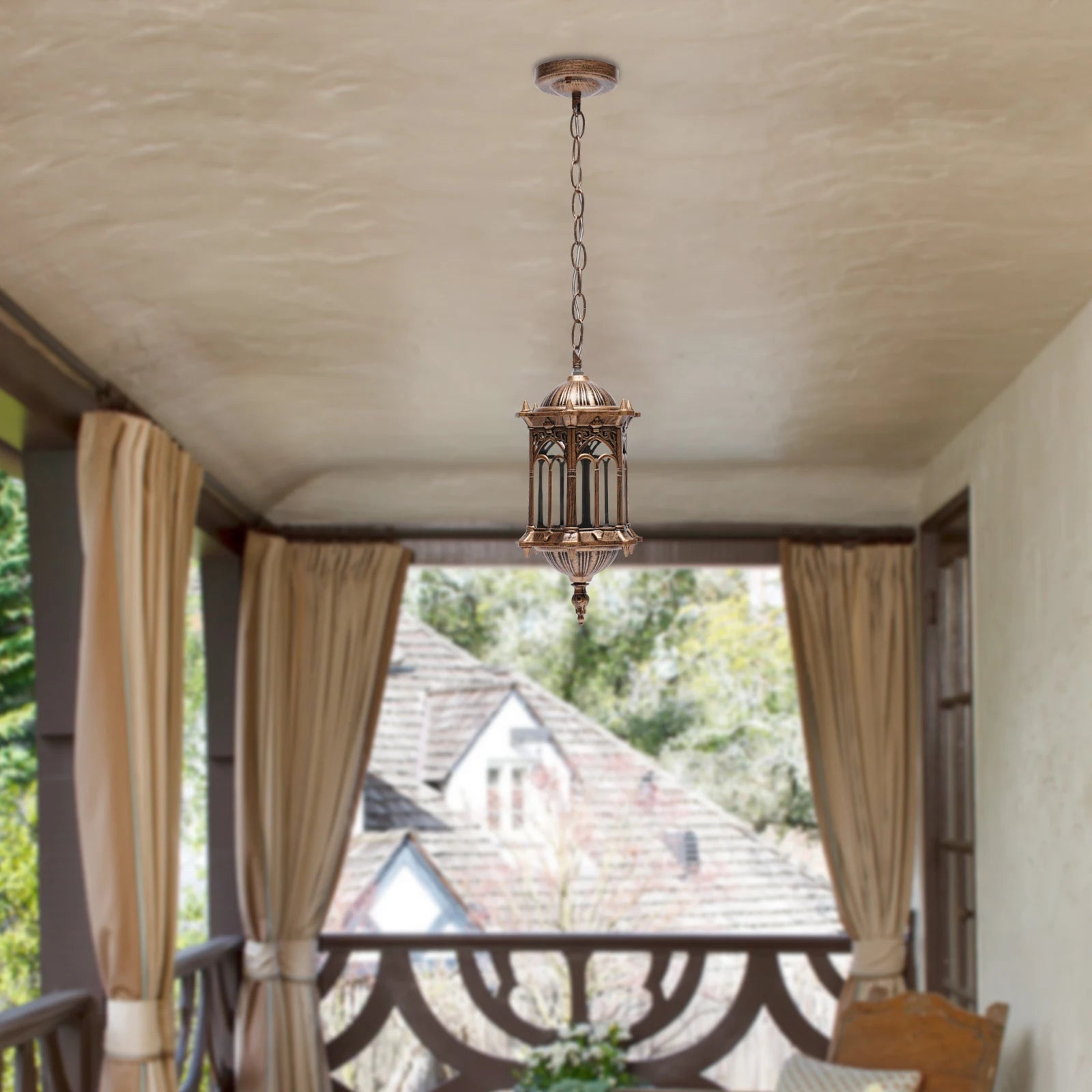 Vintage Industrial Metal Pendant Light European Style Hanging Led Lamp for Garden Balcony Outdoors Decor, IP44, 220V
