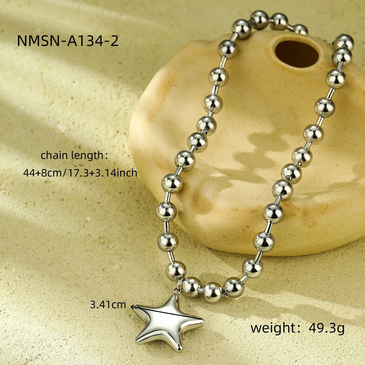 Exaggerated Atmosphere, Personality, Fashion, Big Five-pointed Star Love, Stainless Steel Necklace, New Popular and Non-fading