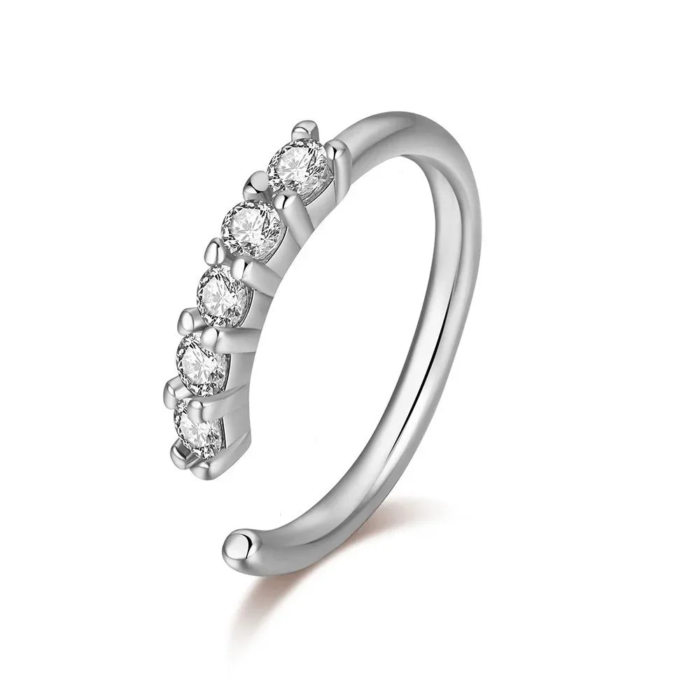 Fashion Single-row Miniature Zircon Nose Rings for Women Fine Drill Exquisite with Drill Opening Fake Nose Piercing Jewelry