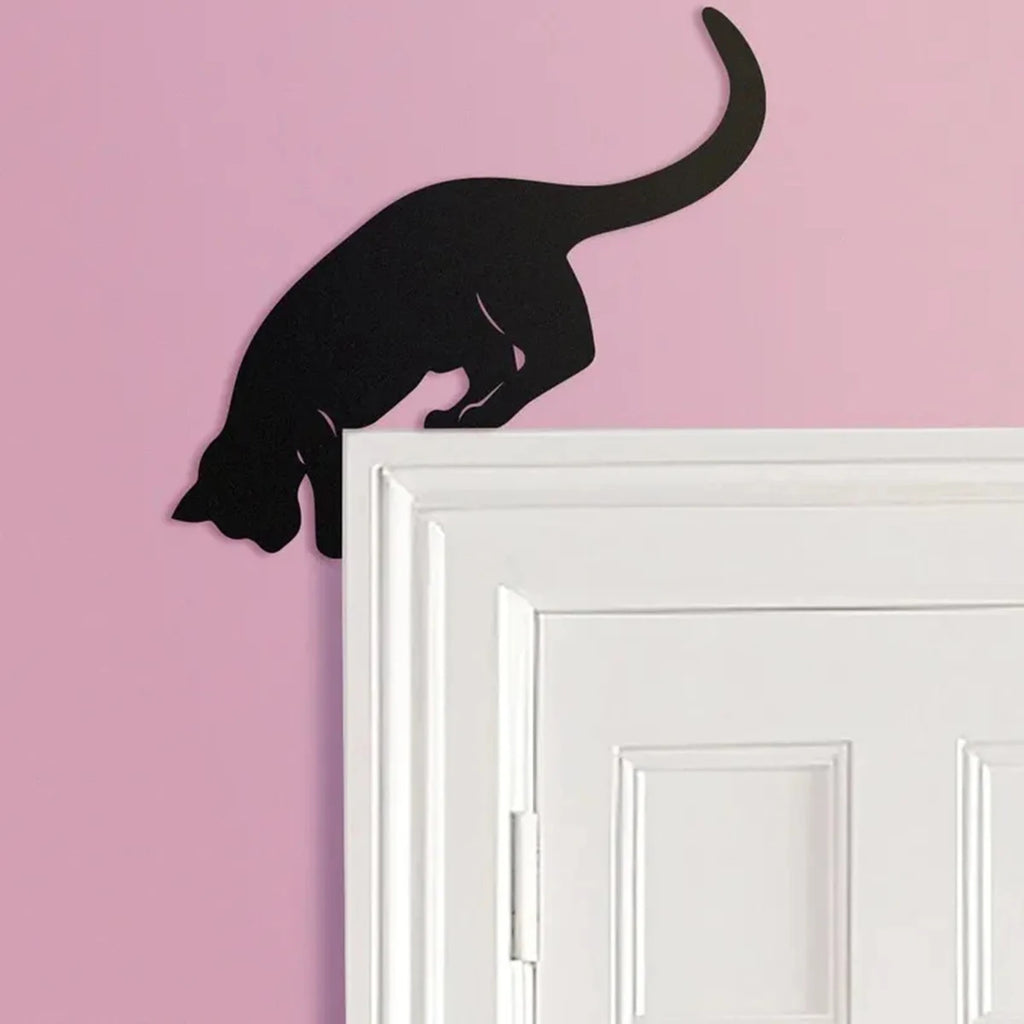 Cat looking down Door Topper Decoration – Wooden Over Door ，Lintel and Signs BIdeal for Kitchen Organization, Rustic Home Decor