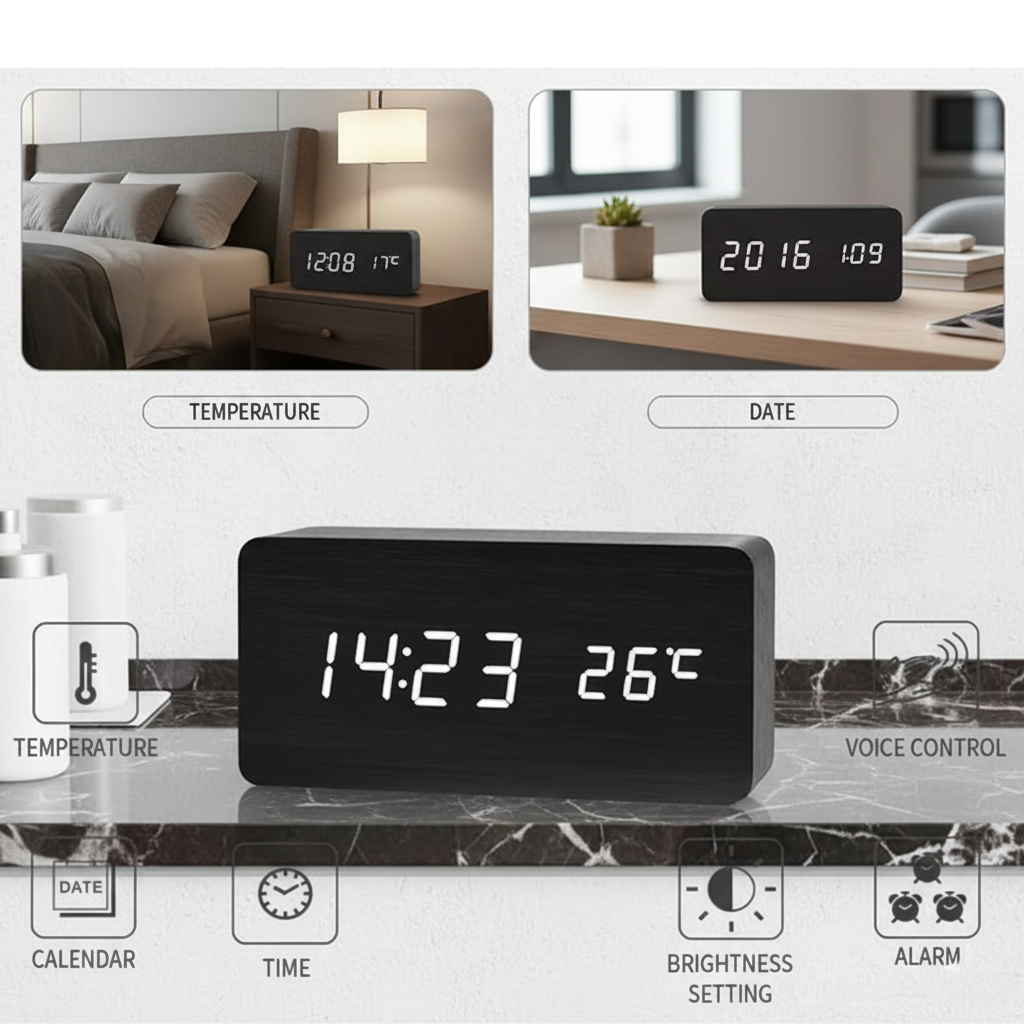 Smart Wooden Digital Clock