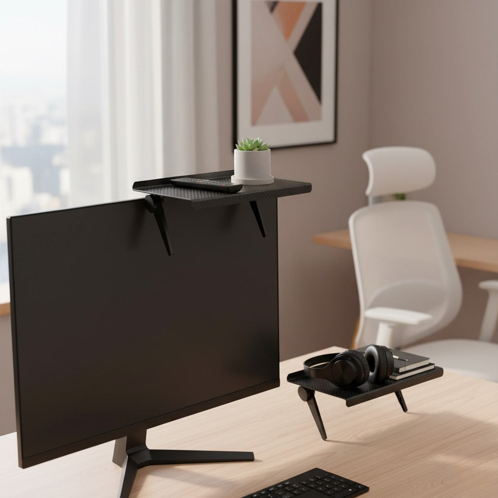 Adjustable TV Screen Top Shelf | Foldable Monitor Storage Rack – Smart Home Organizer