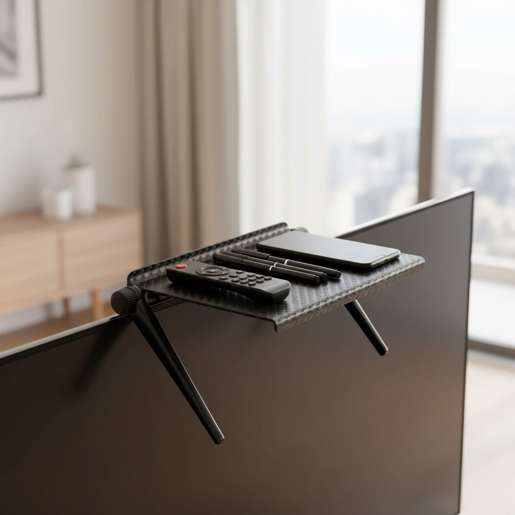 Adjustable TV Screen Top Shelf | Foldable Monitor Storage Rack – Smart Home Organizer