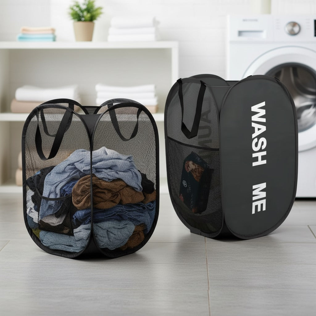 Foldable Laundry Basket | Large-Capacity Mesh Storage Organizer | Home & Laundry